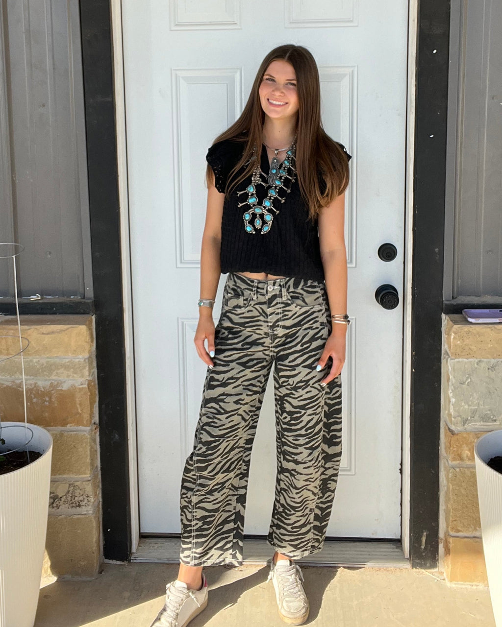 Kate Zebra Barrel Jean