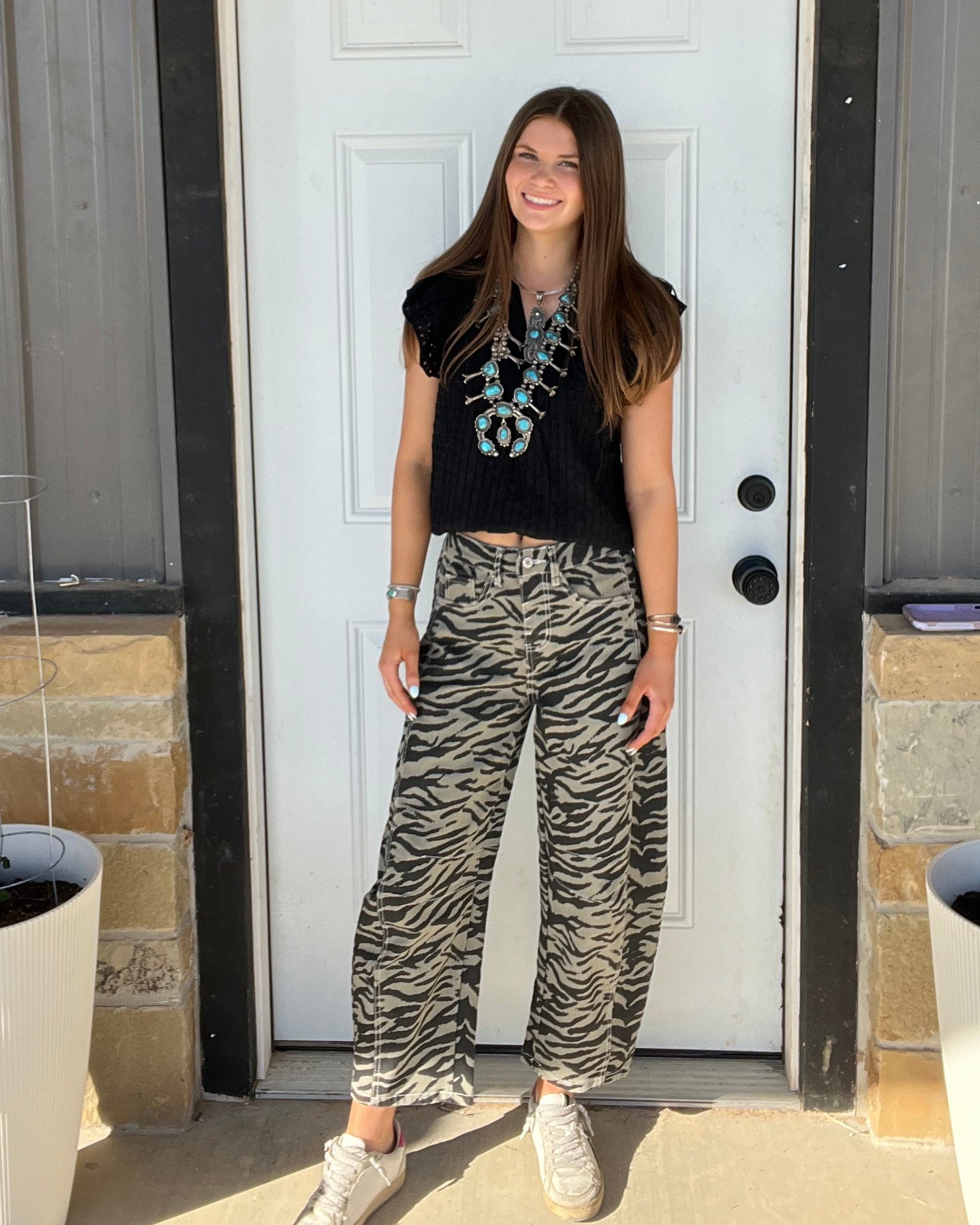 Kate Zebra Barrel Jean