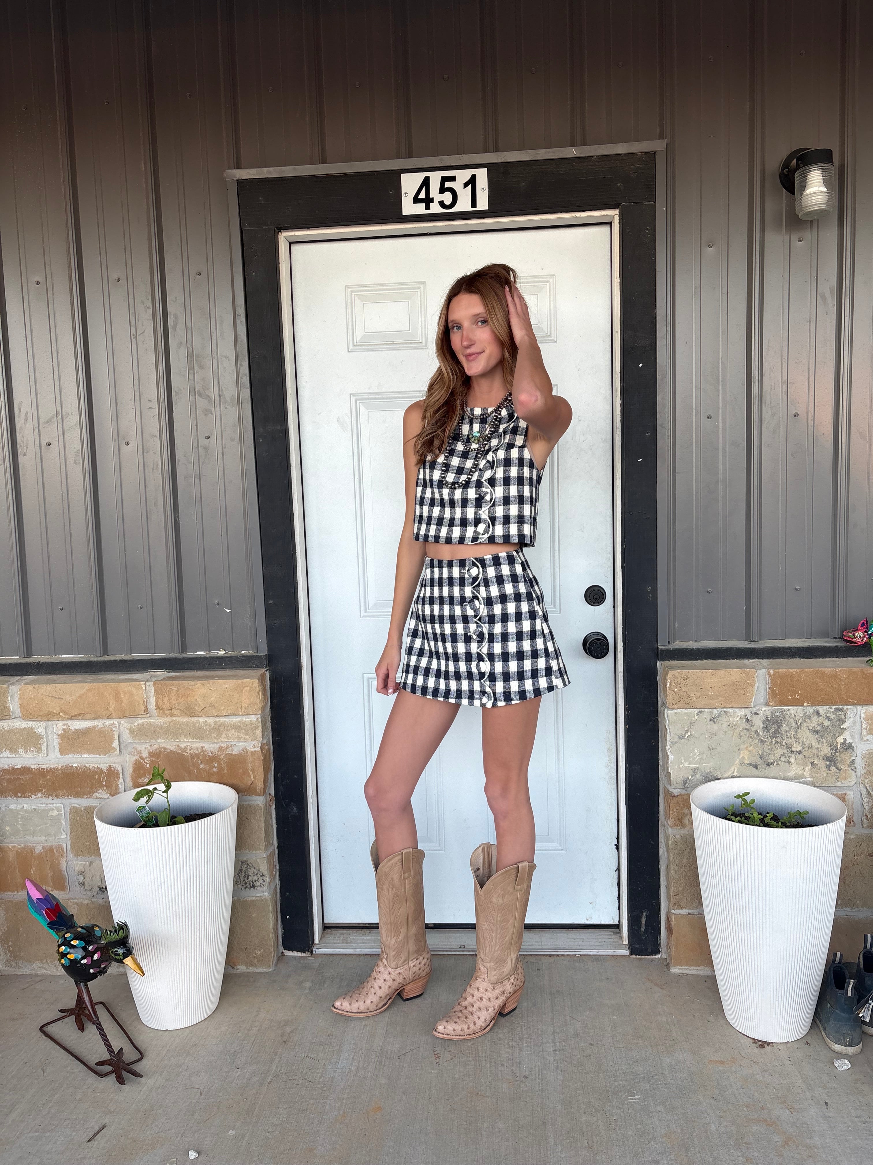 Navy Gingham Set